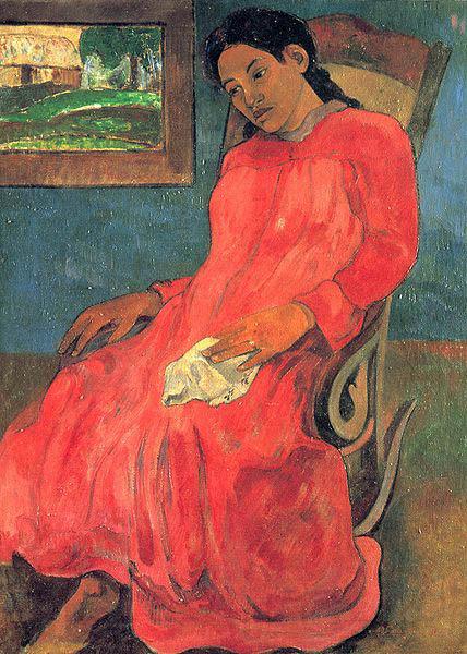 Paul Gauguin Frau im rotem Kleid France oil painting art